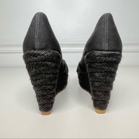 Mango Linen Platform Espadrille Wedge Sandals 37 - Picture 7 of 10